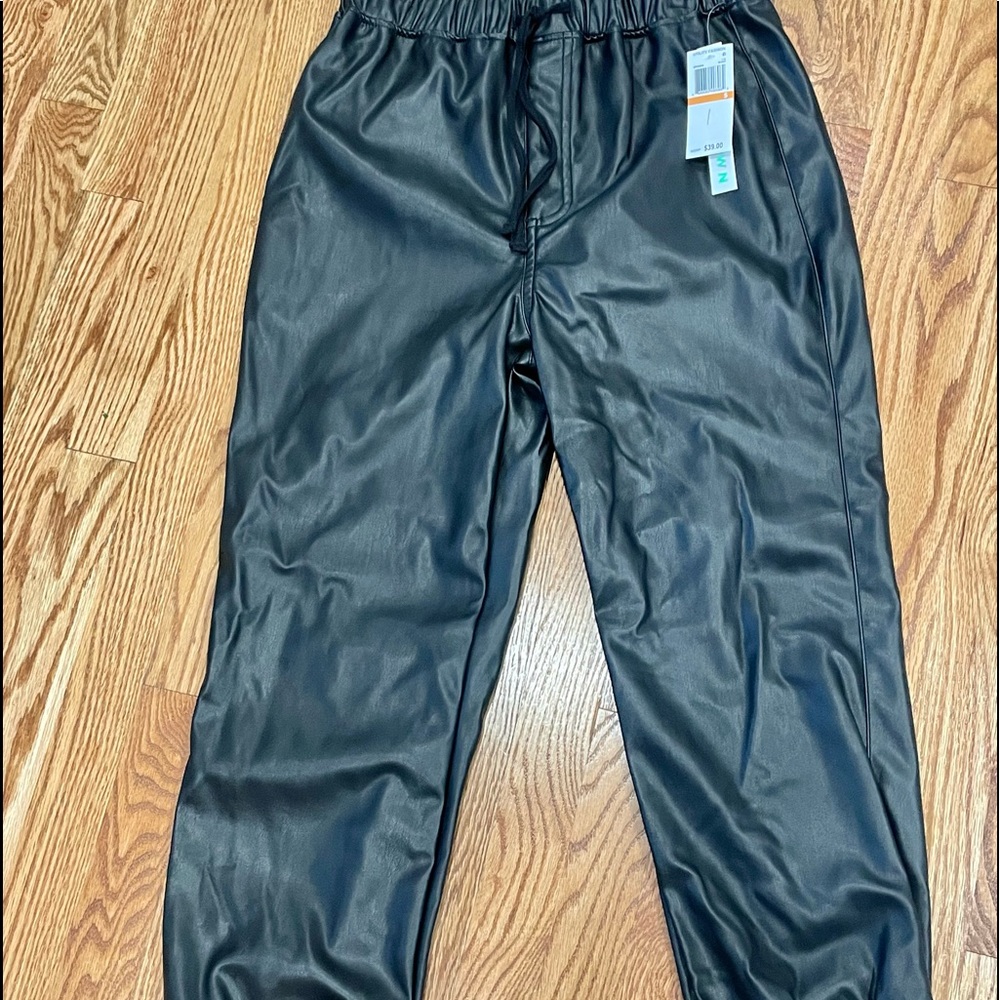 Leather joggers